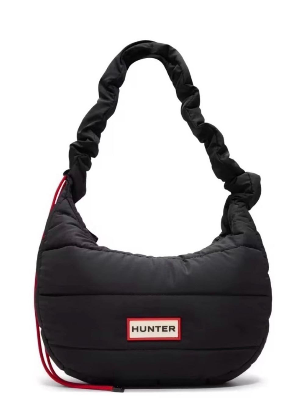 Hunter Black Quilted Nylon Puff Bag with Convertible Strap